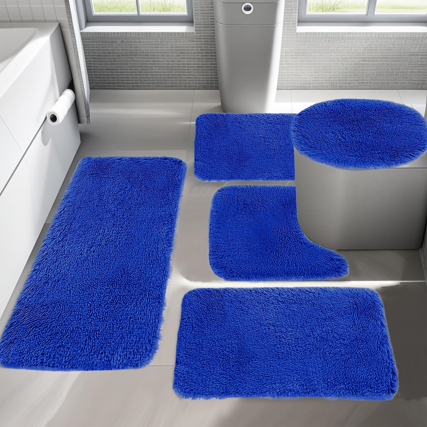 Thick Non-Slip Bathroom Rugs Sets 5pcs