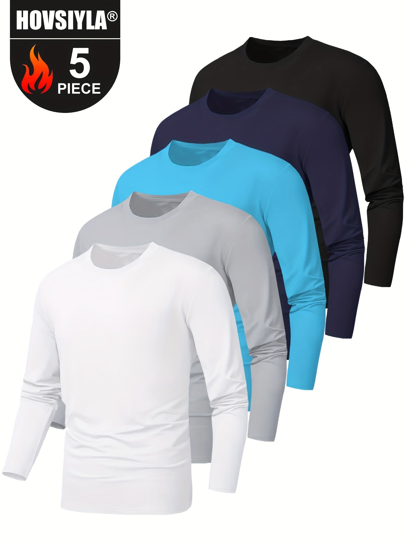 5pcs set of Men's quick-drying exercise long-sleeved T-shirts