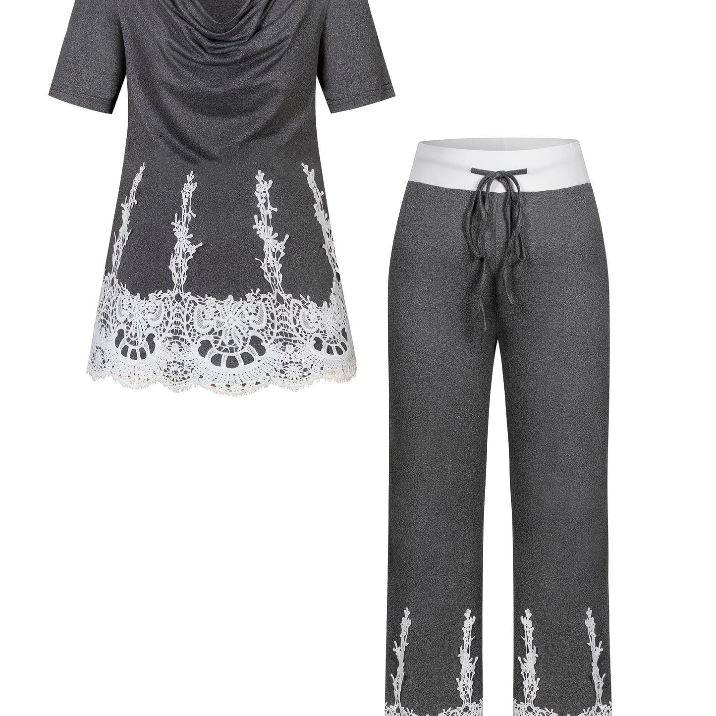 Women's Lace-Trimmed Casual Outfit Set