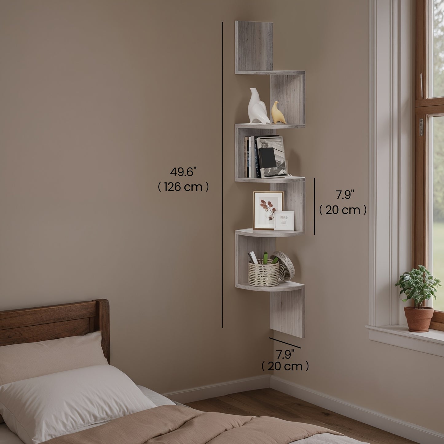 Wall-Mounted Floating 5-Tier Storage Shelf