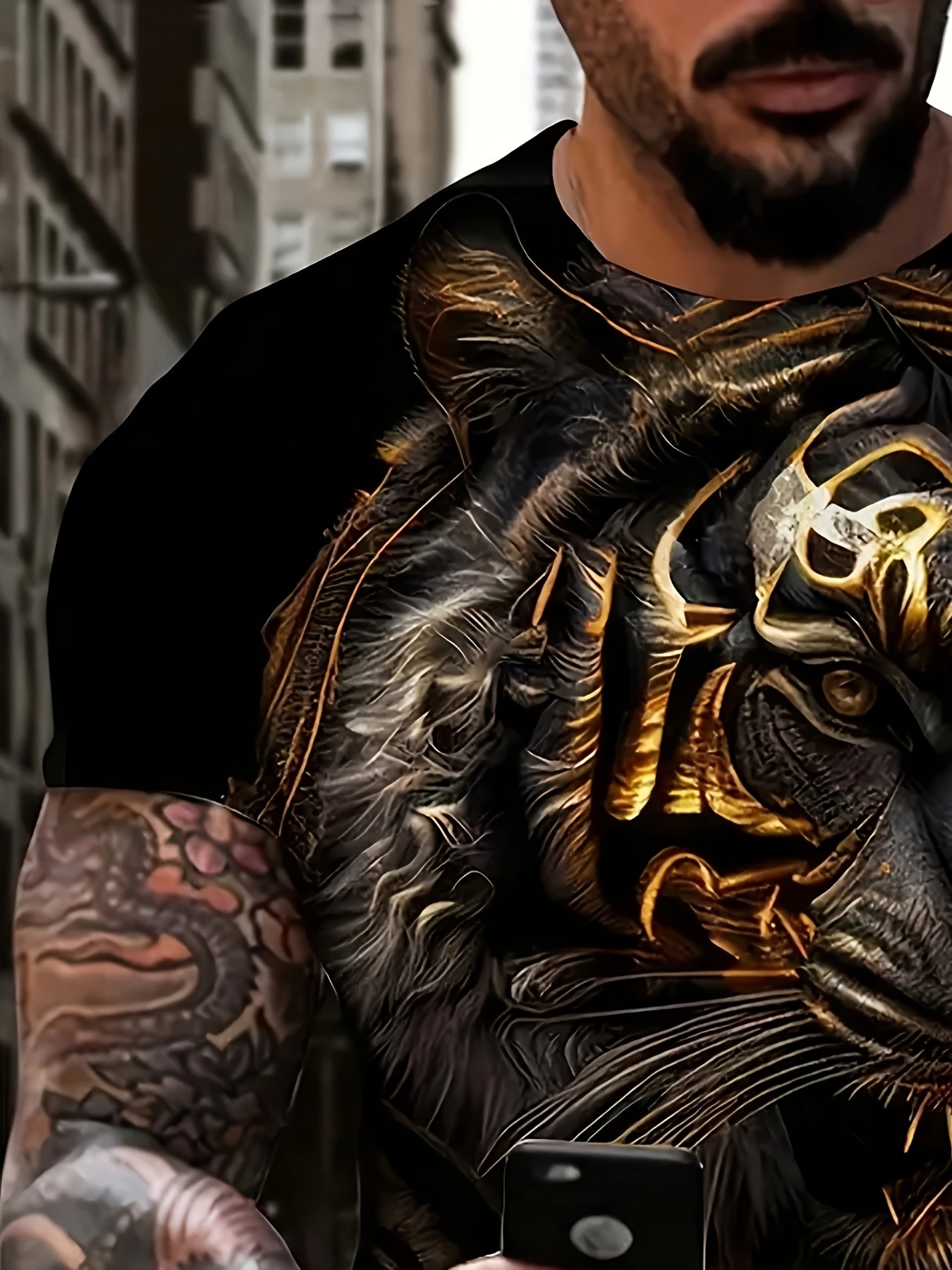 Men's Stylish Tiger 3D Digital Pattern Print Graphic T-Shirt